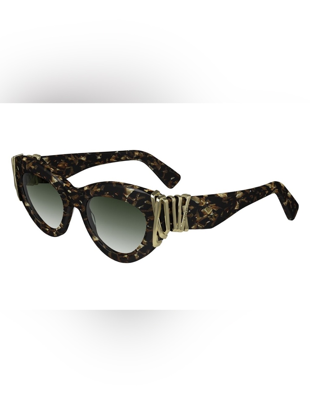 Lanvin Tortoiseshell Cat-Eye Sunglasses with Gold Logo Accent